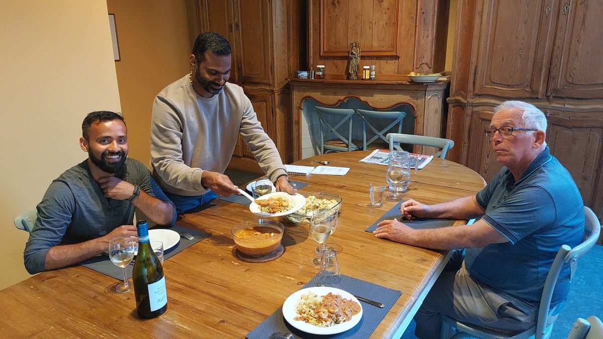 Francis, Joe en Dries aan tafel